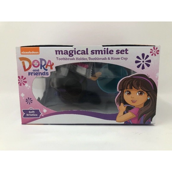 Dora the Explorer Magical Smile Set Toothbrush with Holder Rinse Cup Bath NEW - Picture 5 of 6
